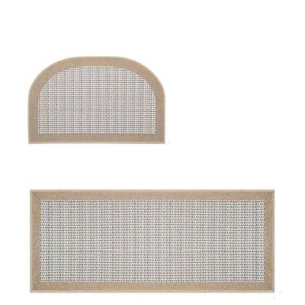 Brown 32"x20" & 30"x72" (Semicircular+Rectangular) Non Slip,Washable,Absorbent Indoor Kitchen Mat