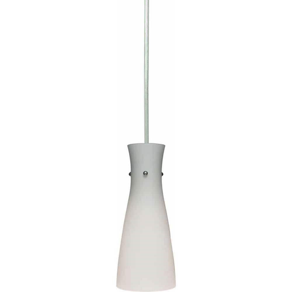 Brushed Nickel Mini Pendant with Etched Glass Shade