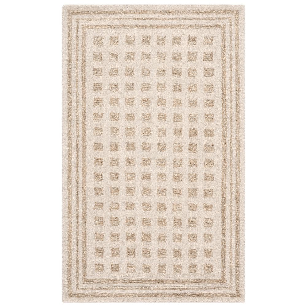 SAFAVIEH Ebony 4 ft. x 6 ft. Ivory/Beige Tiled Border Area Rug EBN604A ...