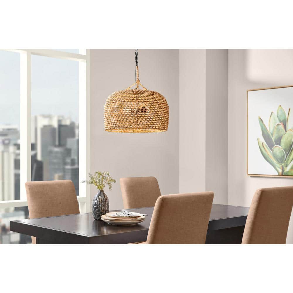 Hampton Bay Summerpoint 120-Watt 2-Light Black Shaded Pendant