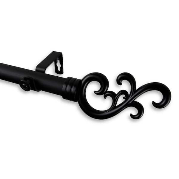 Rod Desyne Madeline 160 in. - 240 in. Adjustable 1 in. Dia Single Curtain Rod in Black