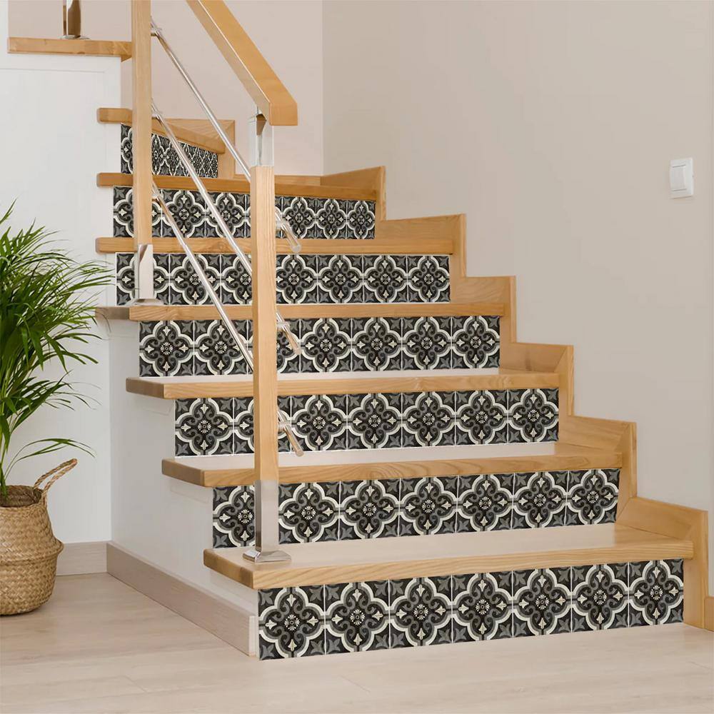5x5 Inch Black and White Vinyl Peel and Stick Mosaic Tiles