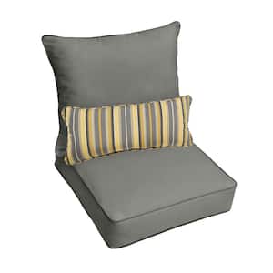 23 in. x 25 in. Deep Seating Outdoor Lounge Chair Cushion Set with Lumbar Pillow in Canvas Charcoal