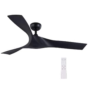 52 in. 6-Speeds Modern DC Motor Ceiling Fan in Black with Remote Control