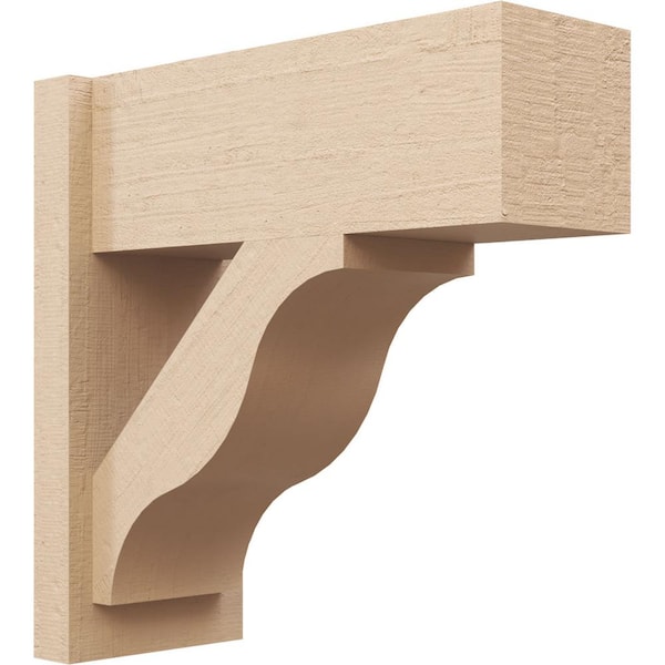 Ekena Millwork 8 in. x 20 in. x 20 in. Funston Block Rough Cedar Woodgrain Timberthane Polyurethane Outlooker, Primed Tan