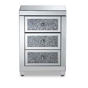 Ralston 3-Drawer Mirrored and Sliver Nightstand 26 in. H x 18 in. W x 14 in. D