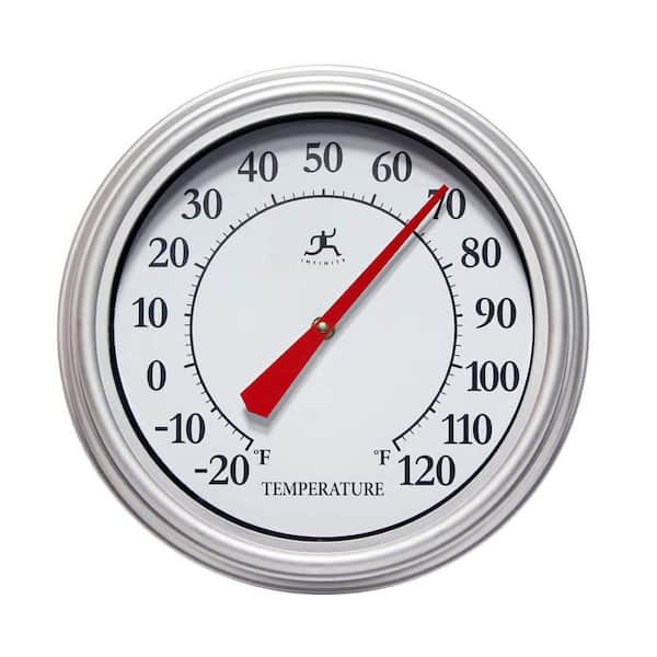 Infinity Instruments Silver 12 in. Round Analog Outdoor Patio Thermometer