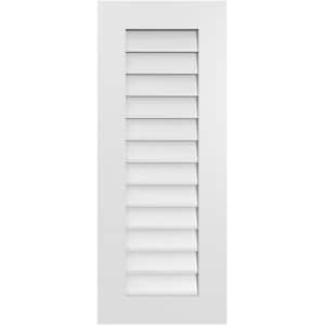 16 in. x 40 in. Rectangular White PVC Paintable Gable Louver Vent Non-Functional