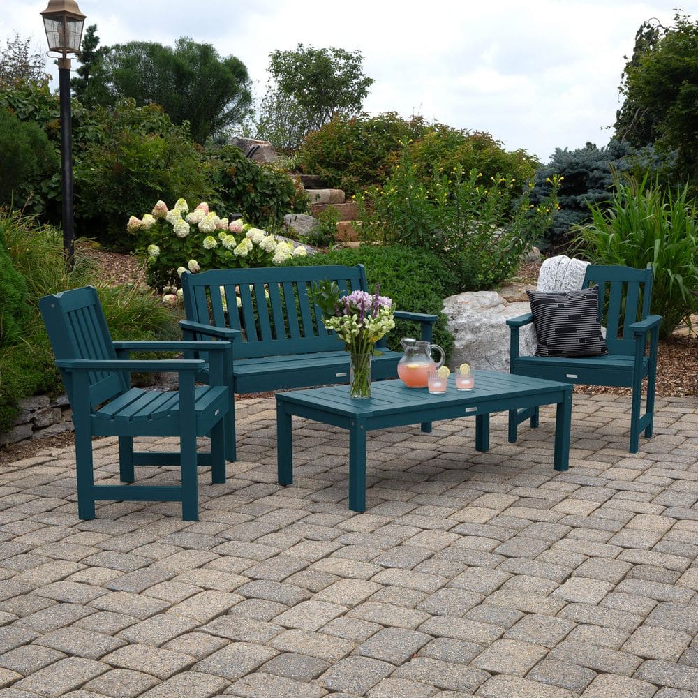 Highwood Lehigh Nantucket Blue 4-Piece Plastic Patio Conversation Set