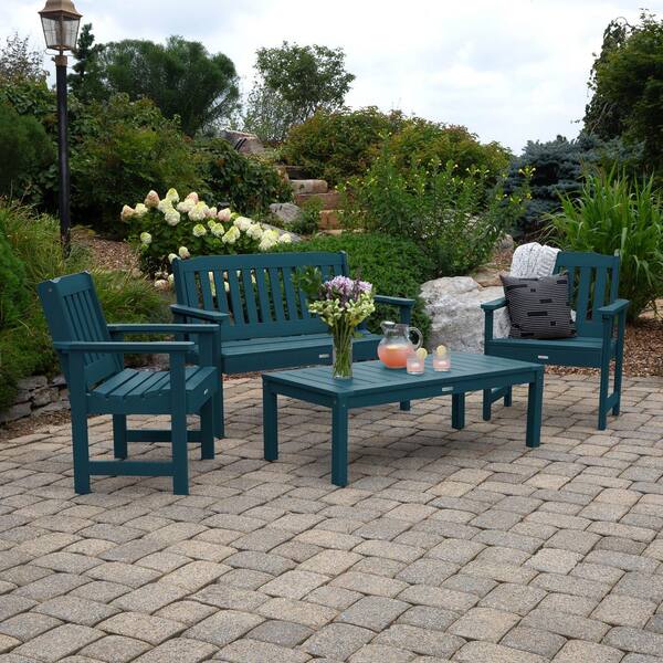 Highwood Lehigh Nantucket Blue 4-Piece Plastic Patio Conversation Set