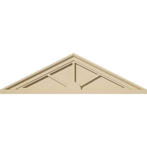 Ekena Millwork 34-in. W x 9-1/2-in. H x 2-in. P (Pitch 6/12) Peaked Cap 3 Spoke Signature Urethane Pediment, Primed Tan