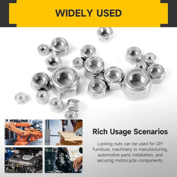 Nylon Insert Locknuts Assortment Kit (310 Pcs),M3 M4 M5 M6 M8