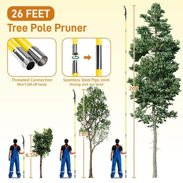27 Ft Telescoping Tree Pruner - Manual Pole Saw For Branches - Garden Tool