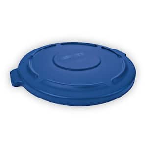 22.25 in. Dia Blue Round Flat Top Trash Can Lid for 32 Gal. Round Brute Containers