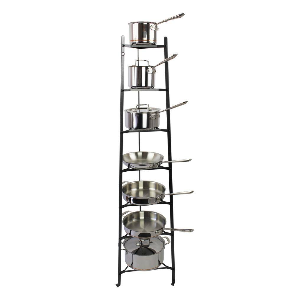 Hammered Steel 7-Tier Floor Standing Cookware Rack