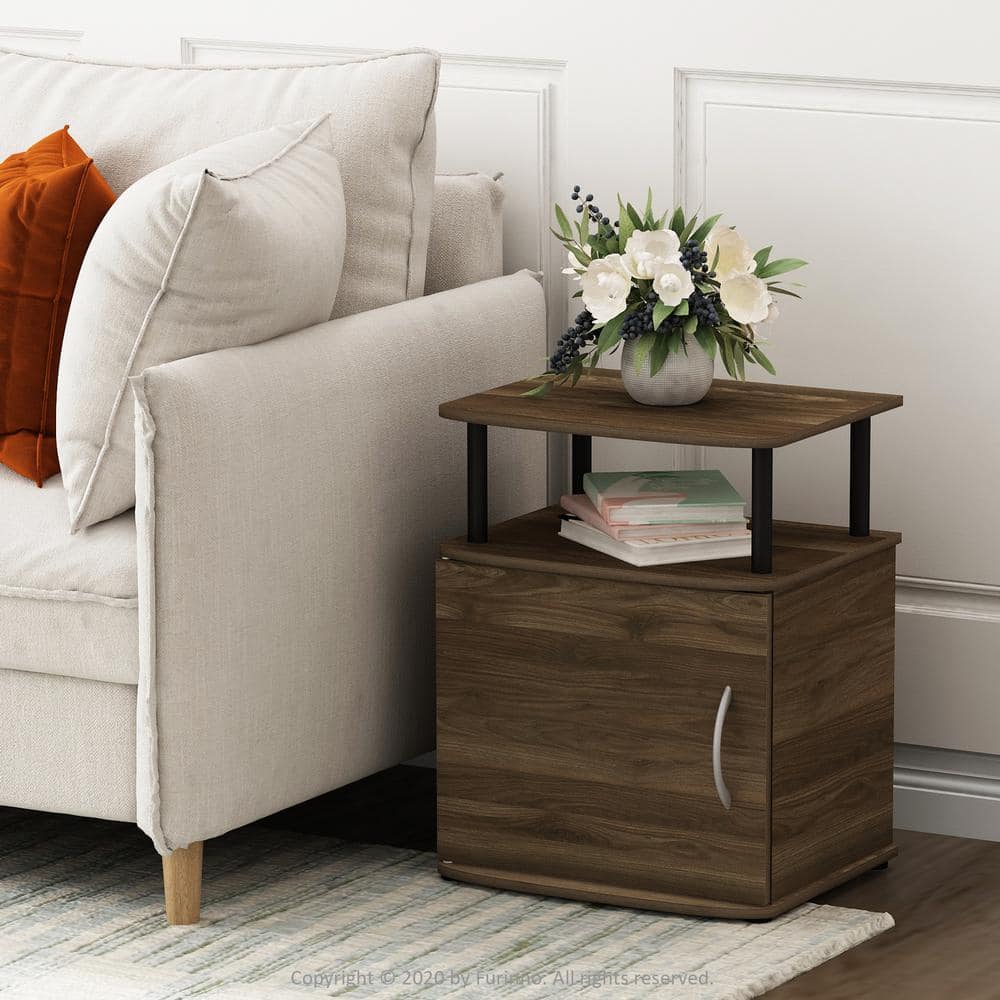 Columbia Walnut Rectangular End Table with Storage Compartment