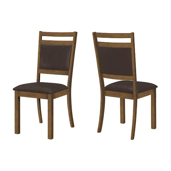 Unbranded Brown Leather Look Dining Chair Set of 2 with Walnut Wood Legs