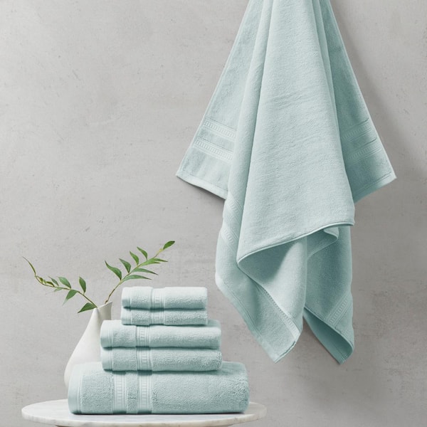 Plume 100% Cotton Feather Touch Antimicrobial Towel 6 Piece Set Blue