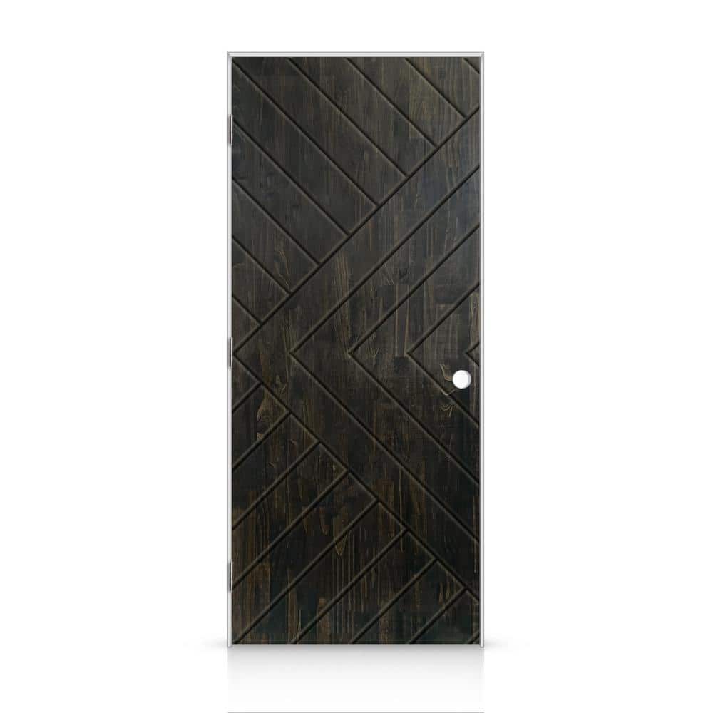 34 in. x 80 in. Chevron Arrow Right-Handed Hollow-Core Charcoal Black-Stained Pine Wood Single Prehung Interior Door price history on PriceWatchPro