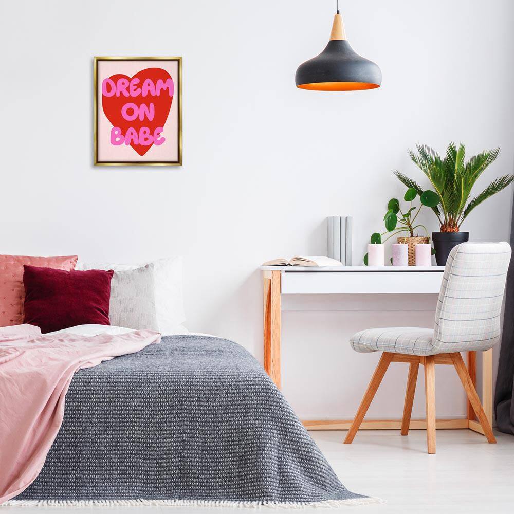 Dream On Babe Red Heart by House of Lulu Gold Floater Frame Typography Graphic Art Print 21 in. x 17 in. price history on PriceWatchPro