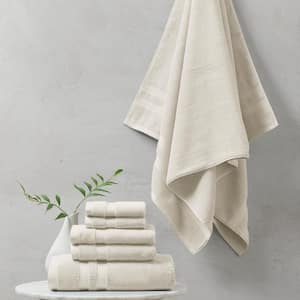 Plume 6-Piece Ivory Feather Touch Antimicrobial 100% Cotton Bath Towel Set