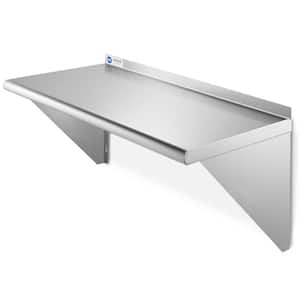 12 in. x 24 in. x 18.5 in. Stainless Steel Wall-Mount Garage Wall Shelf with Brackets