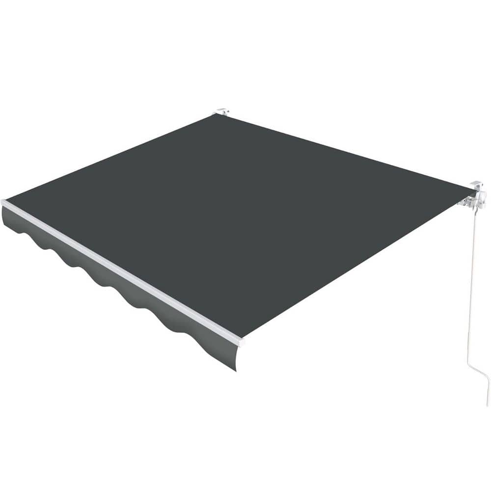 10' Retractable Polyester Manual Awning Grey for Window Door Sunshade Shelter Deck Balcony (8' H x 10' D) price history on PriceWatchPro