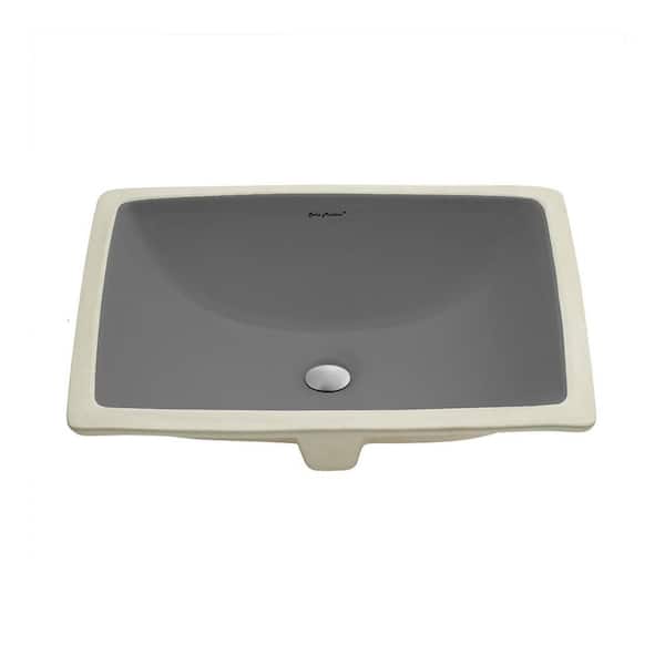 Plaisir 18.5 in. Rectangular Ceramic Undermount Bathroom Sink in Matte Gray
