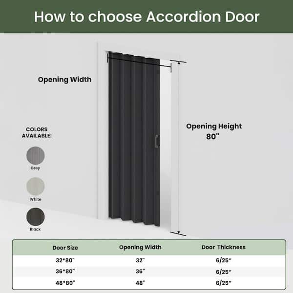 SOCBAZZAR 32 in. x 80 in. Black Finished PVC Interior Folding