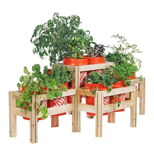Greenes Fence 79 in. x 43 in. x 30 in. 2-Tiers 10-Bucket Elevated Unfinished Wood Cedar Garden Frame Raised Beds