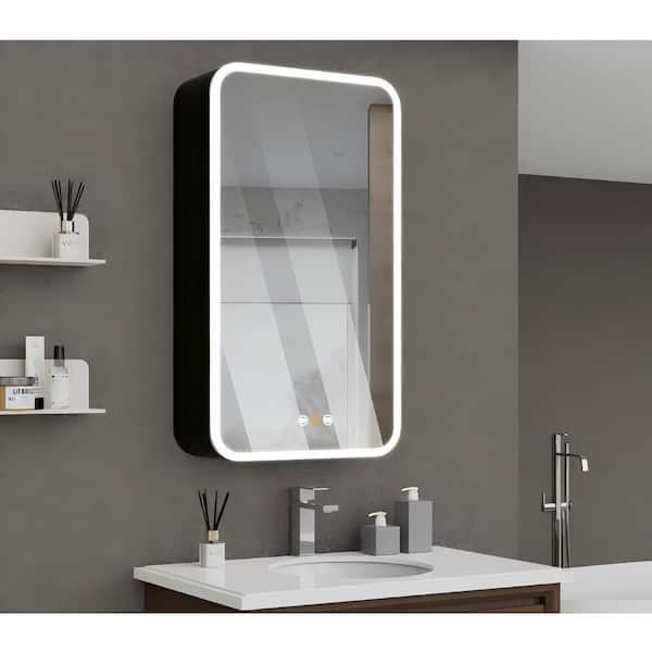 tunuo 20 in. W x 36 in. H Rectangular Aluminum Medicine Cabinet with Mirror, Anti-Fog, LED, Outlet and USB, Adjustable Shelf