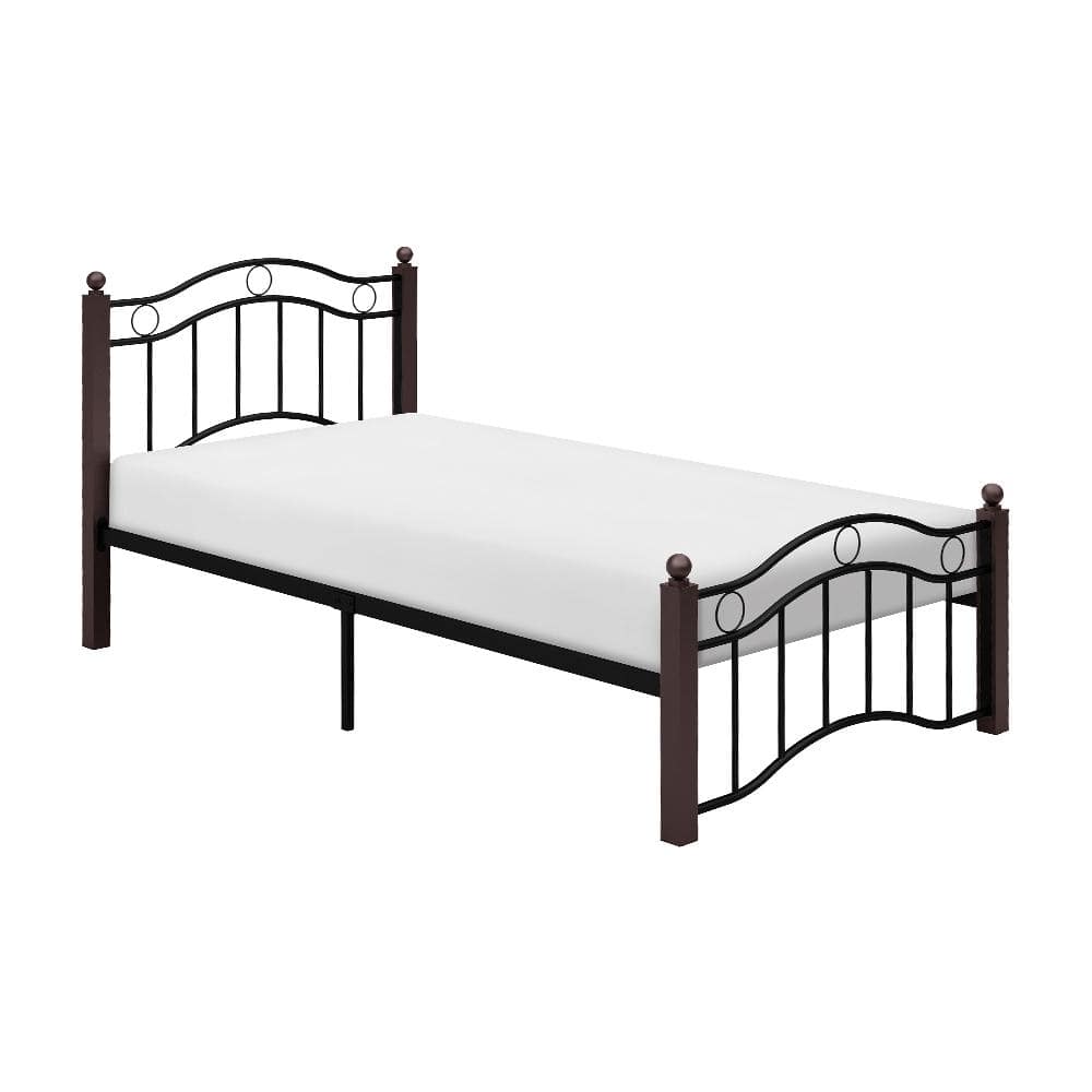 Averny Twin Black and Brown Metal Platform Bed Frame