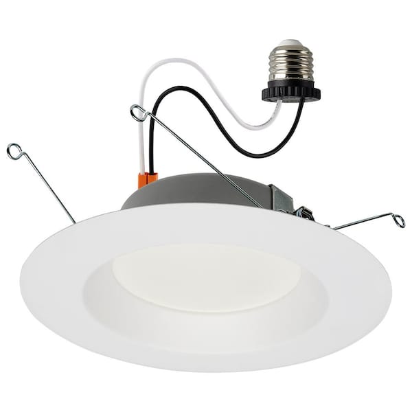 SATCO 5.6 in. 3000K Smooth Baffle Remodel IC Rated Dimmable Indoor Integrated LED Recessed Light Trim