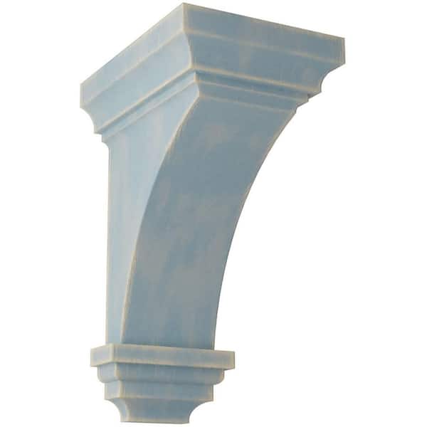 Ekena Millwork 5 in. x 10 in. x 5-3/4 in. Driftwood Blue Medium Jefferson Wood Vintage Decor Corbel