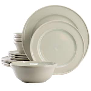 Martha Stewart Portillo 12 Piece Round Stoneware Dinnerware Set in Sharkey Grey Service for 4