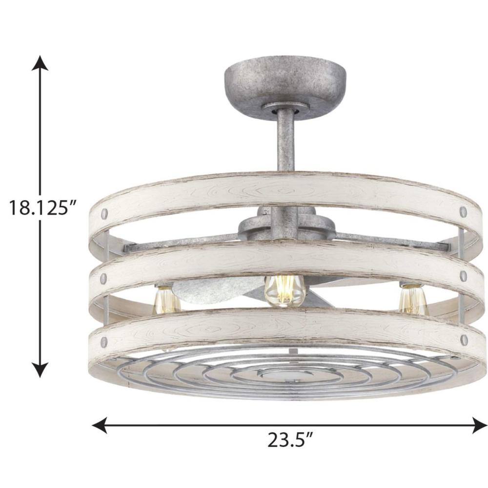 Gulliver Galvanized 24" Rustic Chandelier Ceiling Fan with Remote