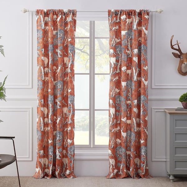 Barefoot Bungalow Multi-Colored Animal Print Rod Pocket Room Darkening Curtain - 42 in. W x 84 in. L (Set of 2)