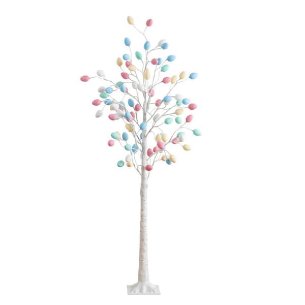 Nearly Natural 6 ft. Pre-Lit Artificial Easter Twig Tree with 96 Egg Shaped LED Ornaments
