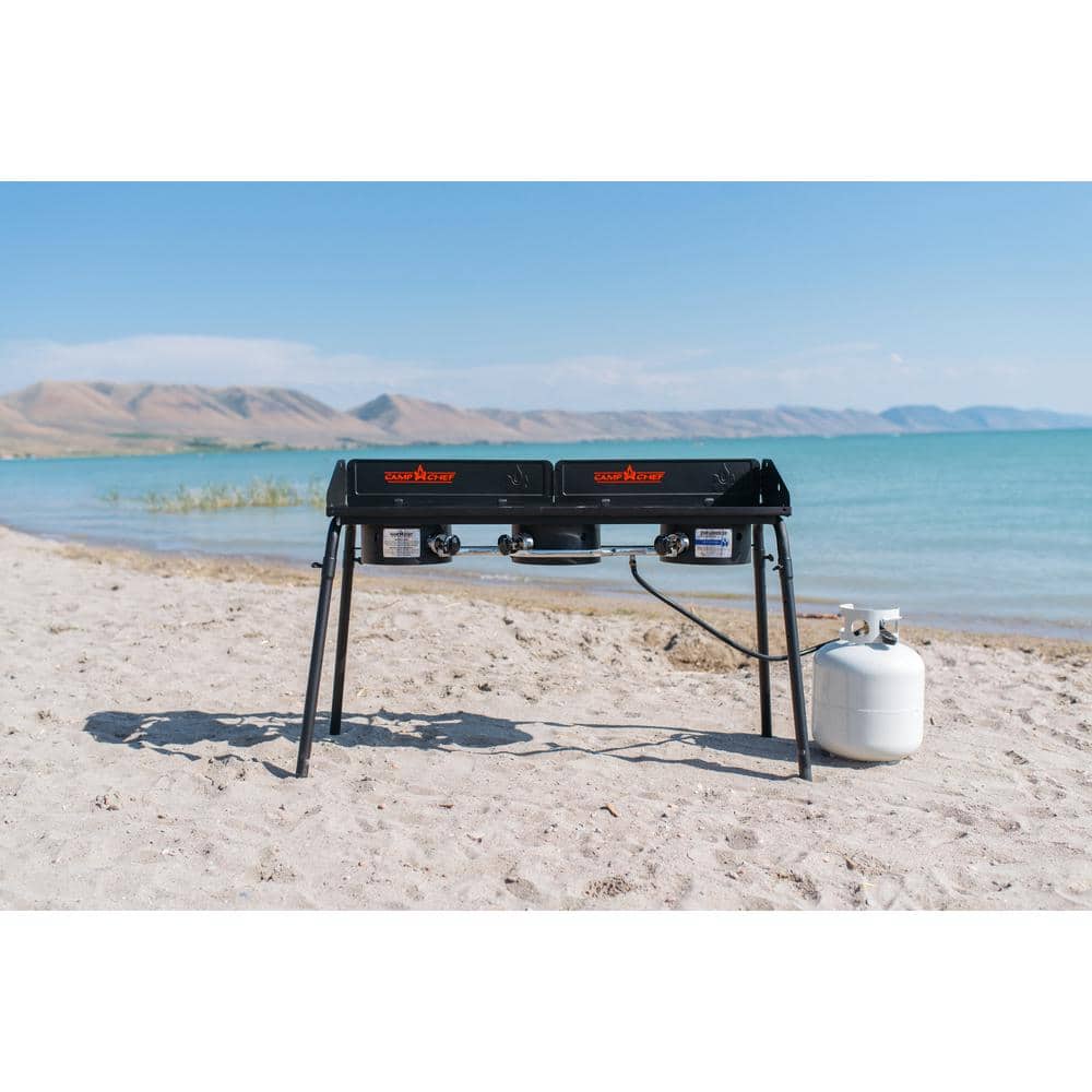 Black Steel 3-Burner Portable Gas Camping Stove
