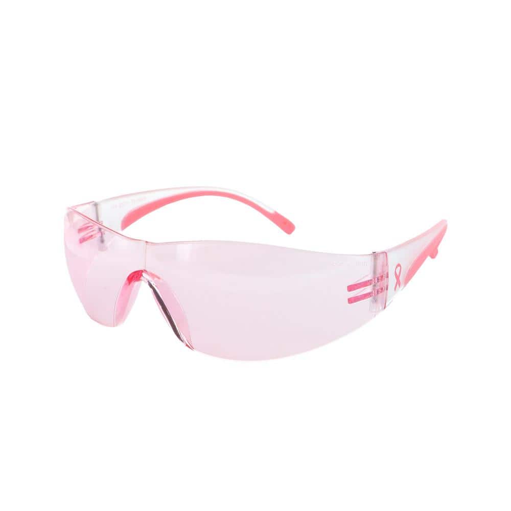 Eva Womens Clear/Pink Anti-Scratch Coating Rimless Safety Glasses with Pin