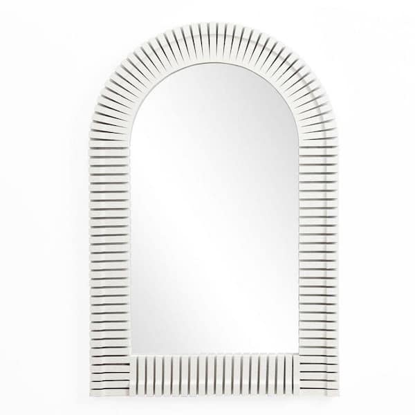White 24.02 in. W x 35.91 in. H Arch Rectangle Accent and Vanity Wall Mirror