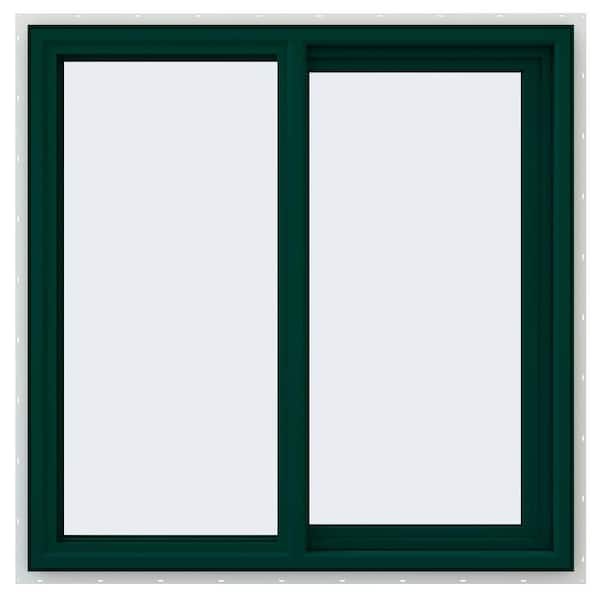 JELD-WEN 35.5 in. x 35.5 in. V-4500 Series Green Painted Vinyl Right-Handed Sliding Window with Fiberglass Mesh Screen