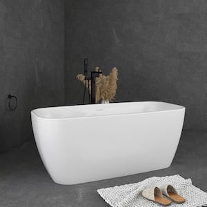 59 in. x 28 in. Freestanding Soaking Bathtub with Center Drain in White
