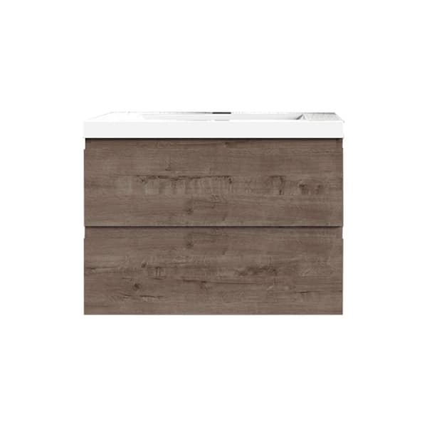 Bremen Cabinetry Bremen 24 in. W x 20 in D x 22.5 in H Single Sink Floating Bath Vanity in Smoke Oak with White Top