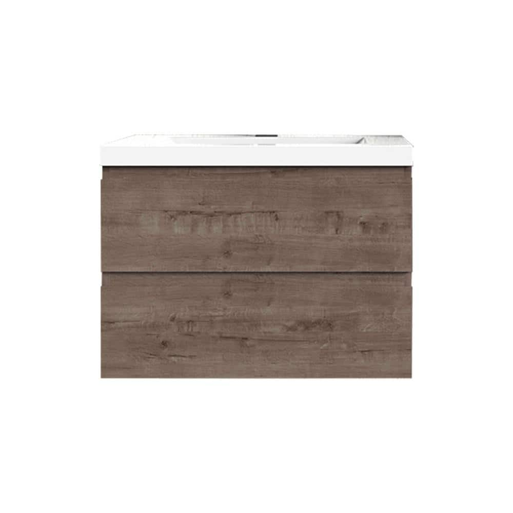 30 in. W x 20 in D x 22.5 in H Single Sink Floating Bath Vanity in Smoke Oak with Quartz White Top -  Bremen Cabinetry, SWT-SO-DDS30