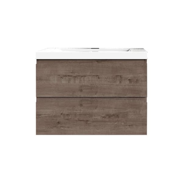 Bremen Cabinetry 30 in. W x 20 in D x 22.5 in H Single Sink Floating Bath Vanity in Smoke Oak with Quartz White Top