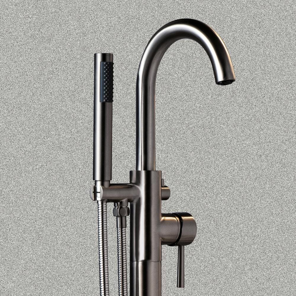 Brushed Nickel Freestanding Tub Filler Faucet with Hand Shower