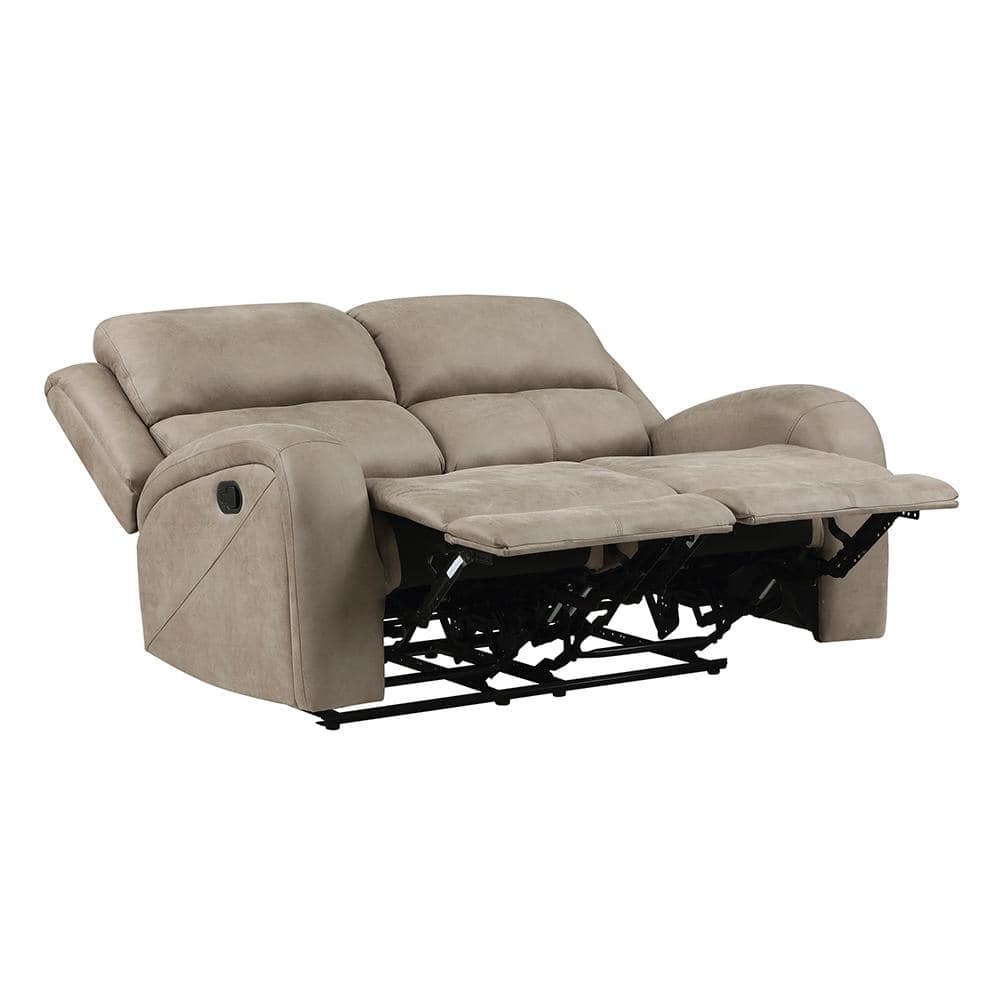 Brown Microfiber Reclining Loveseat with Sloped Arms