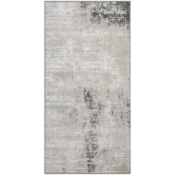 Dekor Grey Charcoal 2 ft. x 4 ft. Abstract Contemporary Area Rug