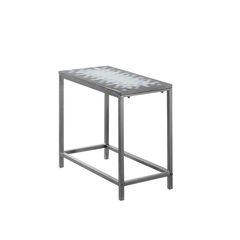 12 in. Grey Rectangular Tile End Table